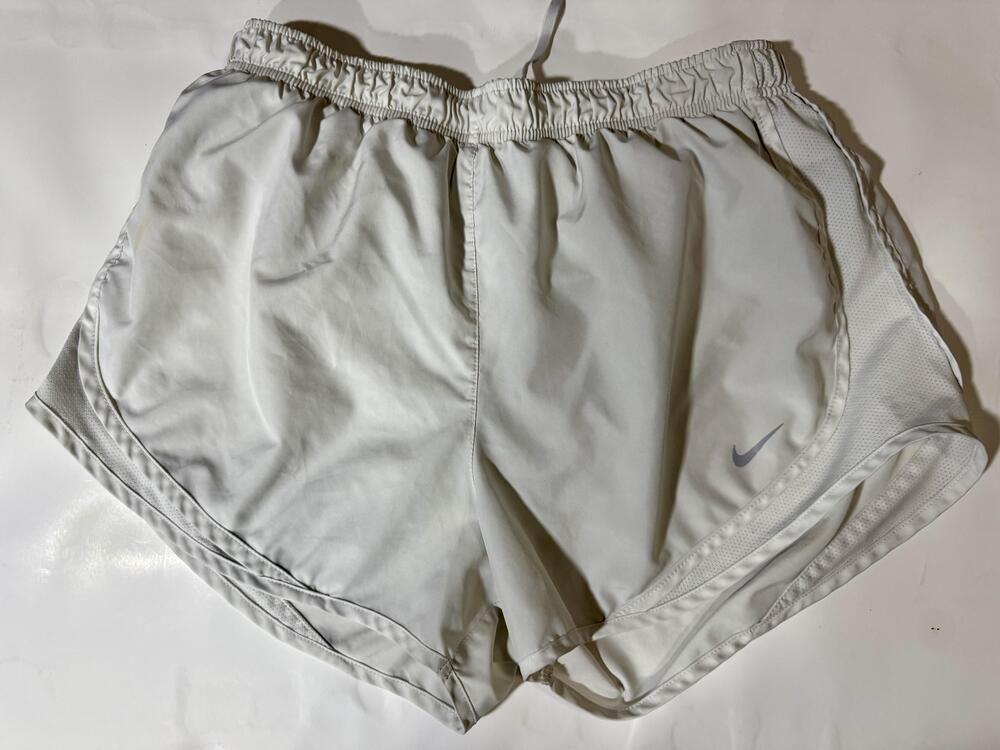 Nike Dri-FIT Running Shorts Womens Large White Athletic Lined Mesh Dolphin Hem